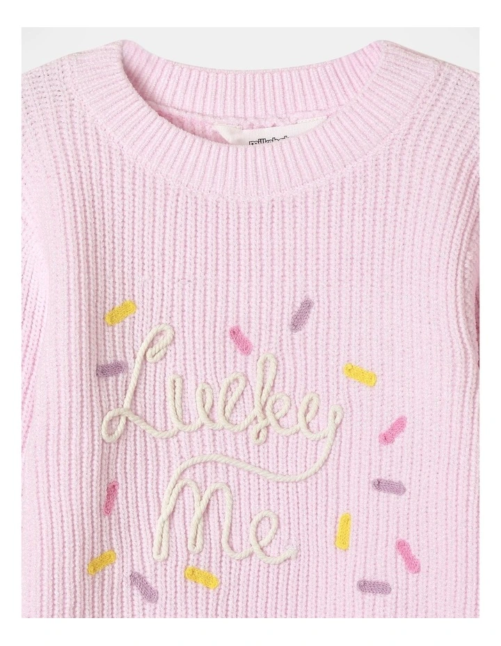 Lucky Me Chenille Sweater (3-8 Years) in Pink