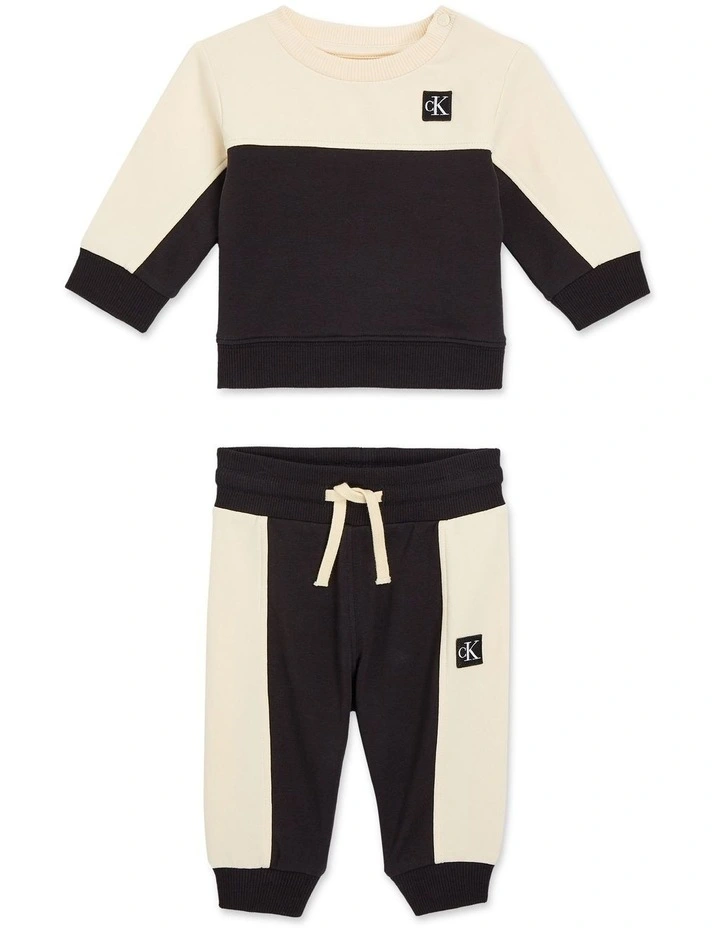 Colour Block Hwk Set (0-12 Months) in Vanilla