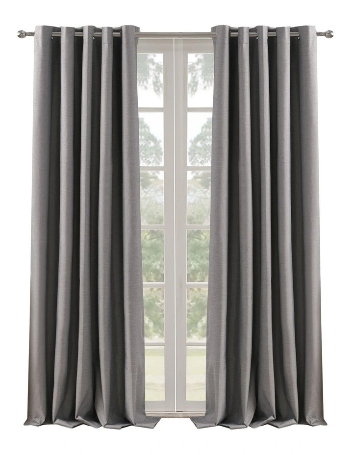 Blockout Eyelet Curtain Pair in Pepper