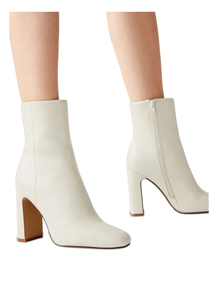 Allison Heeled Booties in Bone Leather