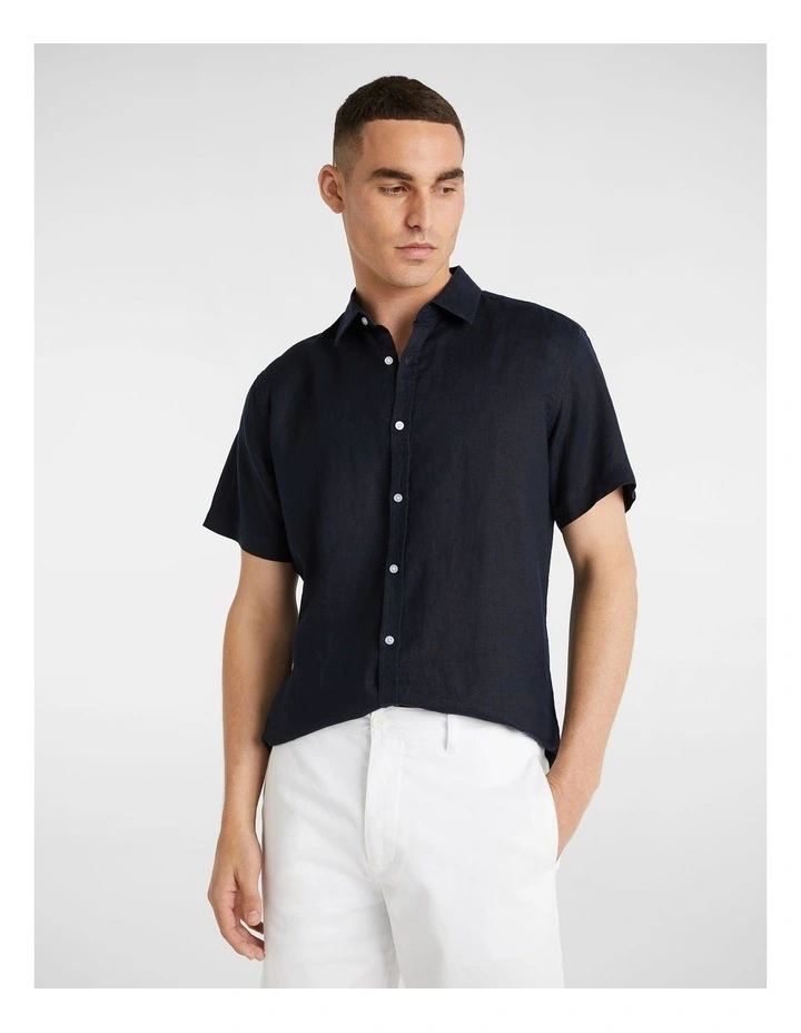 Lewis Linen Shirt in Ink