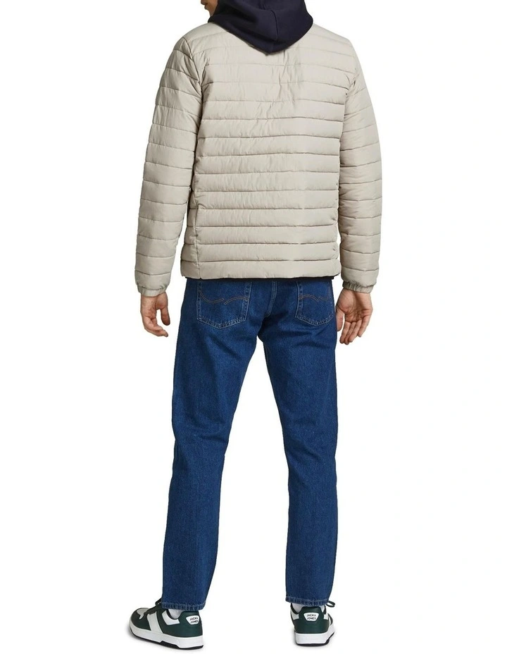 Recycle Long Sleeve Collar Puffer in Crockery Beige