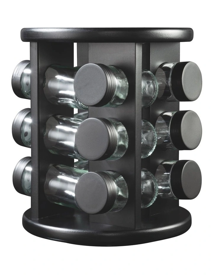 Spice Stand 12 Jar in Black