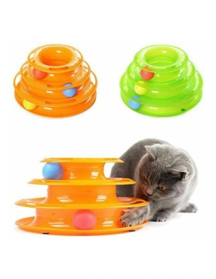 Funny Cat Toy Plastic Tower Interactive Track Ball Playing Game