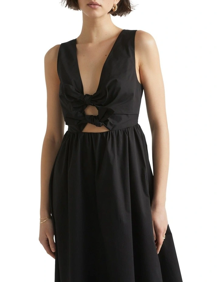 Sateen Tie Front Midi Dress