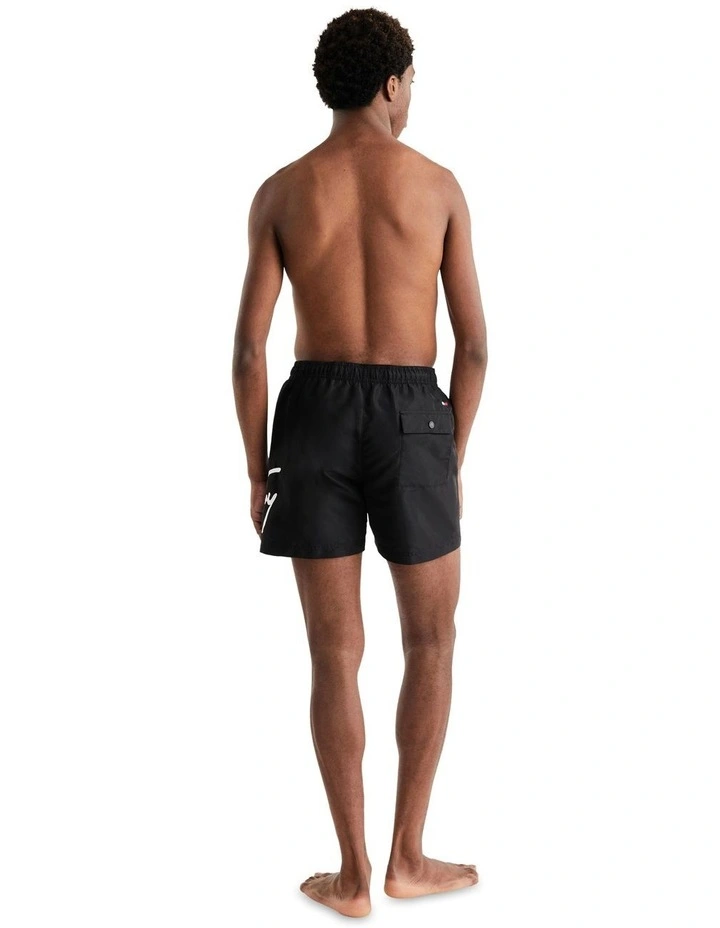 Signature Logo Mid Length Swim Shorts in Black