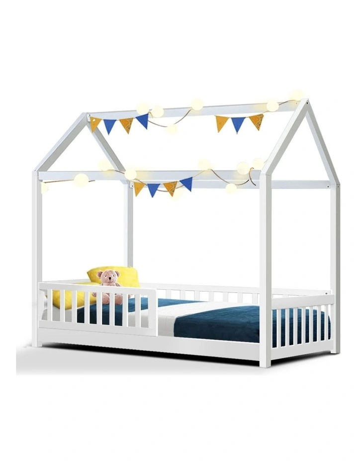 Wooden Bed Frame Single Size Timber Mattress Base Pine Platform White ROCK