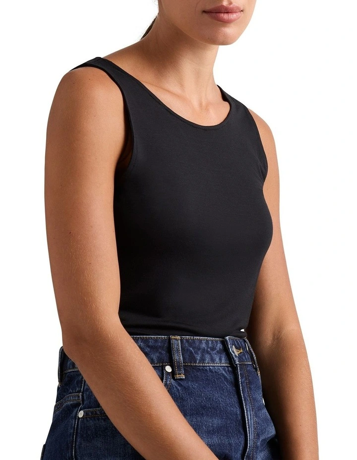 Betsy Two Way Bamboo Tank in Black