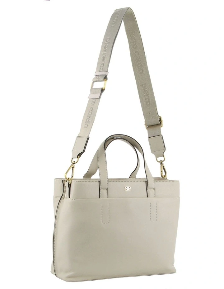 Leather Tote Bag in Bone
