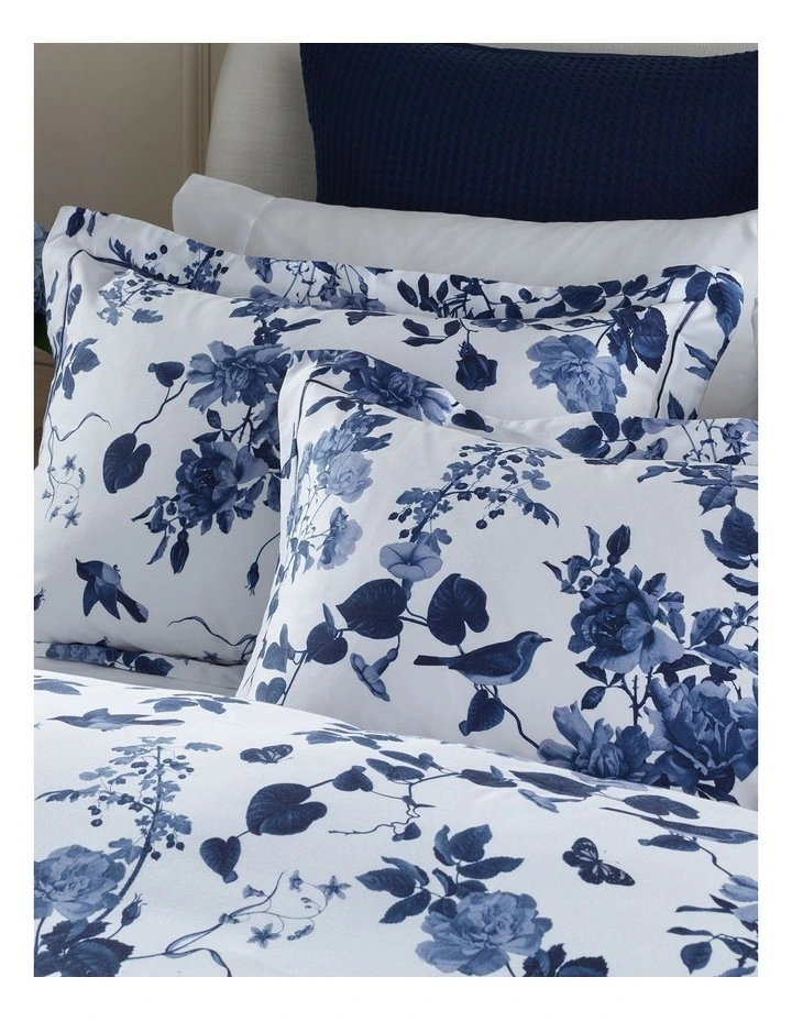 Jacqueline Printed Cotton Quilt Cover Set in Blue Floral