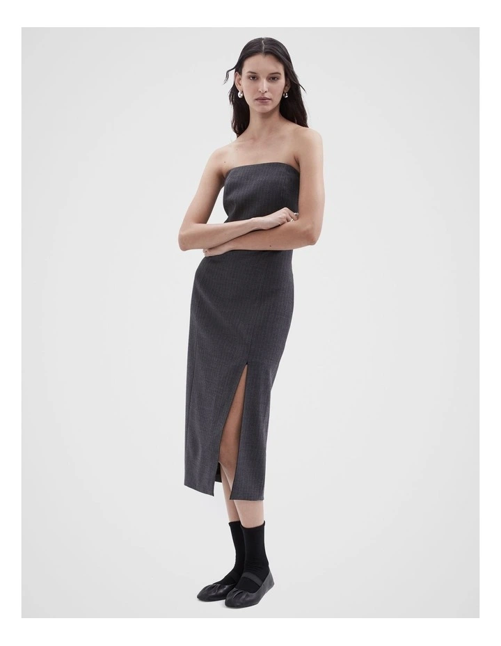 Pinstripe Bandeau Dress in Black Ptnt