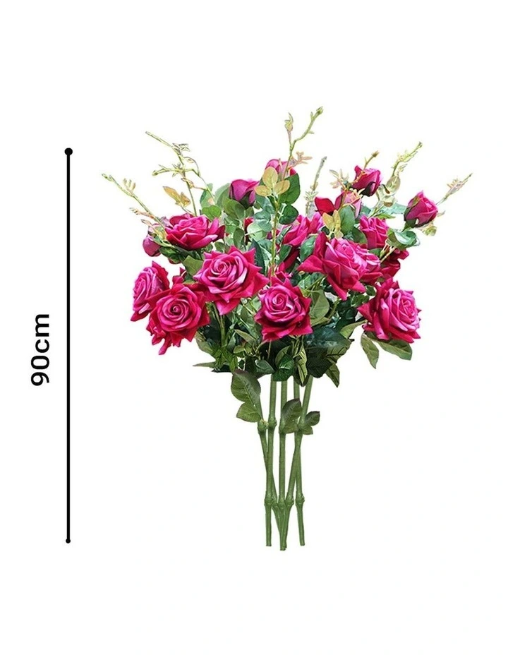 8 Bunch Artificial Silk Rose 5 Heads Flower in Assorted
