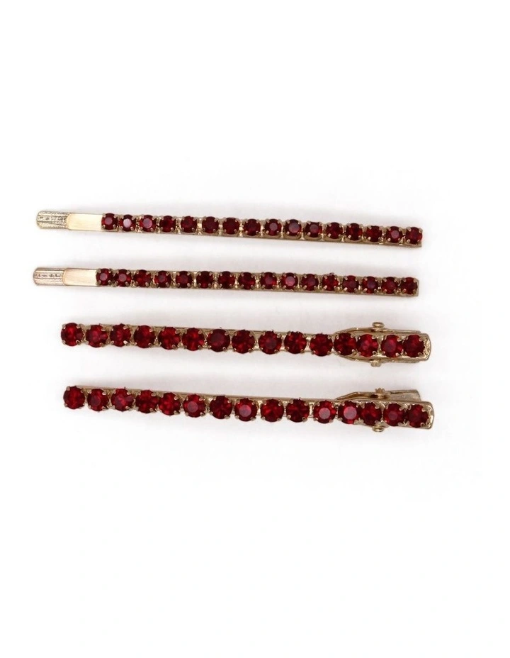 Harlee Hair Clip Set in Red