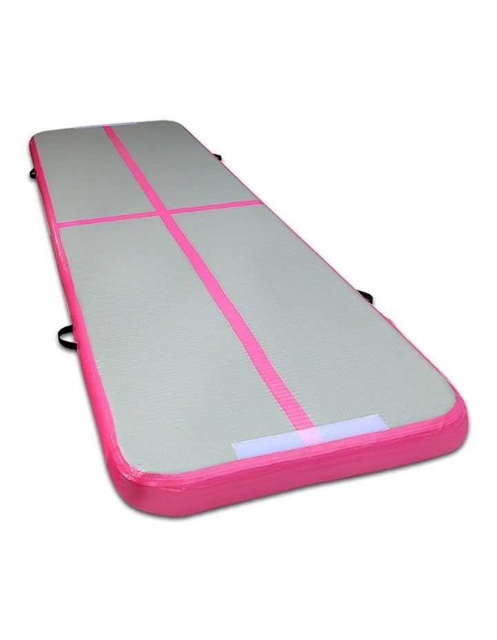 Inflatable Air Track Mat Gymnastic Tumbling 3m x 100cm Pink & Grey