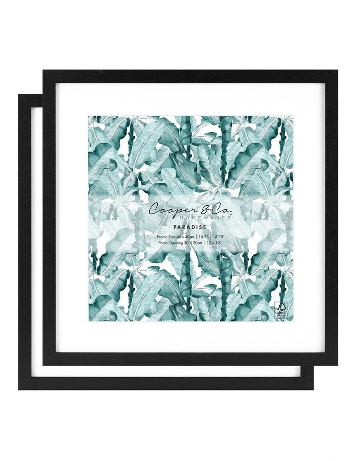 Premium Paradise Photo Frames 40x40cm Matt to 30x30cm Set Of 2 in Black