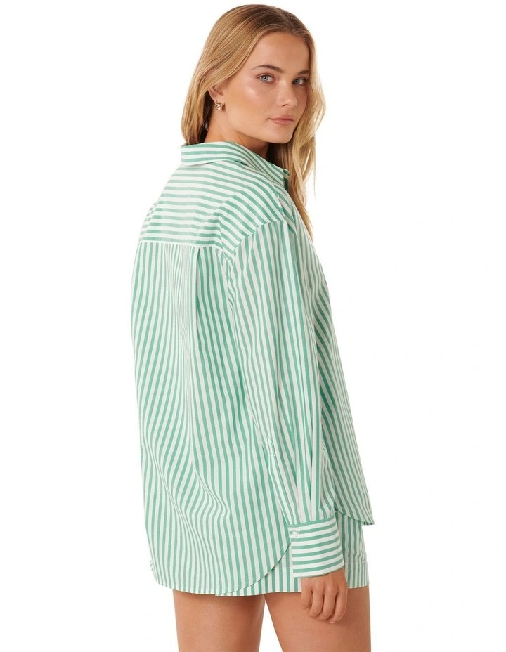 Sophie Stripe Poplin Shirt in Green