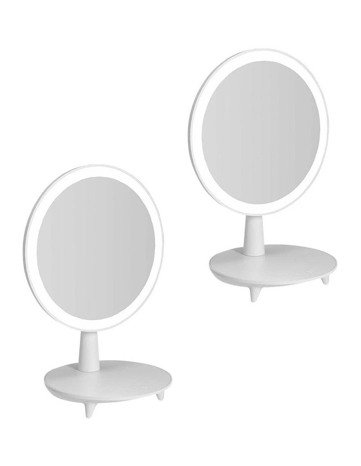 Rechargeable LED Light Makeup Mirror 2X in White