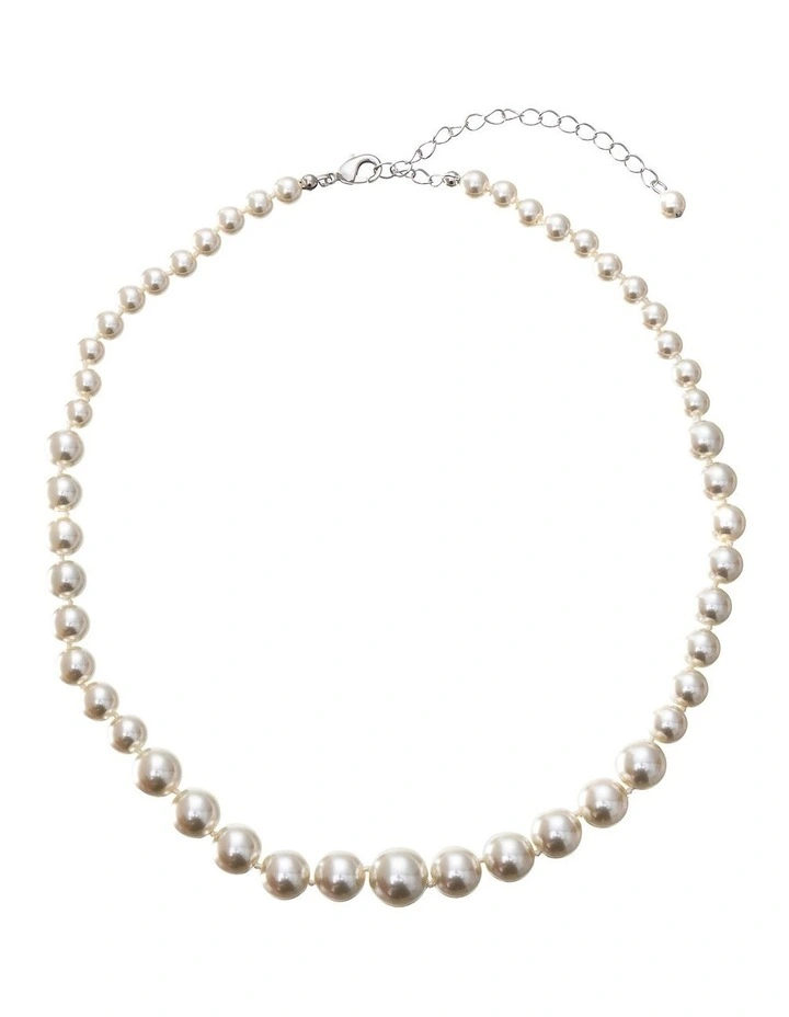 Bridal Necklace in Rhodium/Pearl