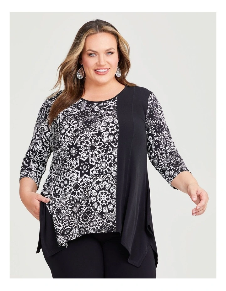 Filigree Spliced Top in Black