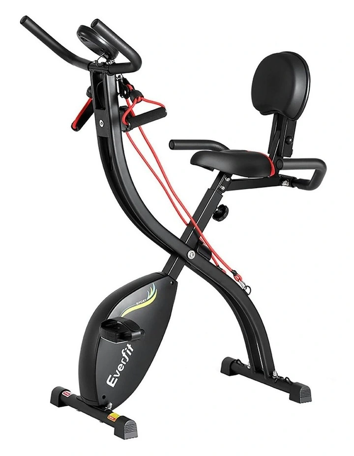 Folding Exercise Bike With Resistance Rope in Black