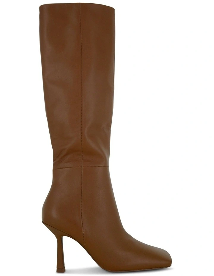 Saryne Knee High Stiletto Heel Boots in Chestnut