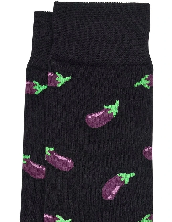 Eggplant Fancy Sock in Black