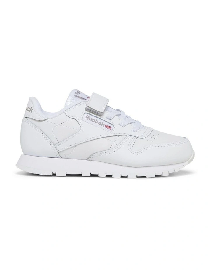 Classic Leather 1V Pre-School Sneakers in White/Carbon/Vector
