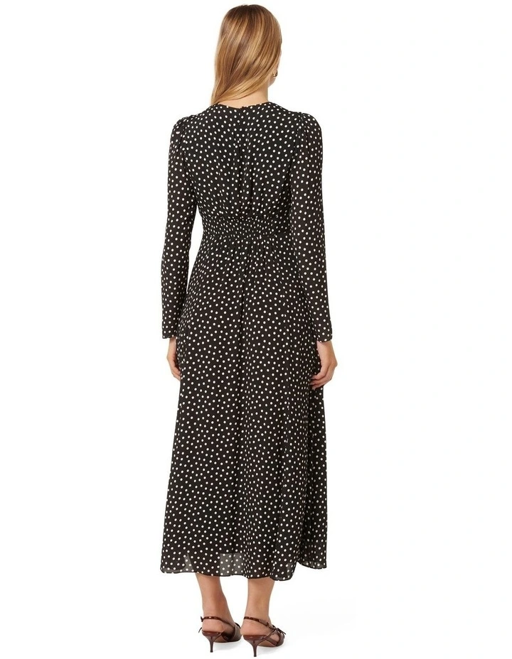 Mietta Long Sleeves Midi Dress in Black