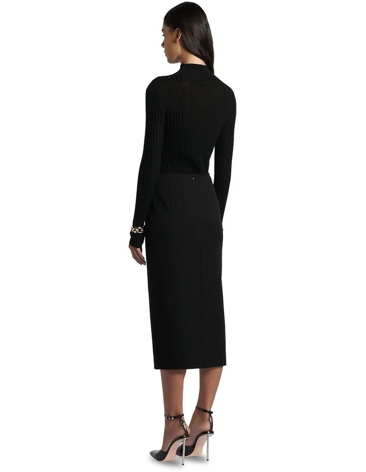 Eco Twill Pencil Skirt in Black