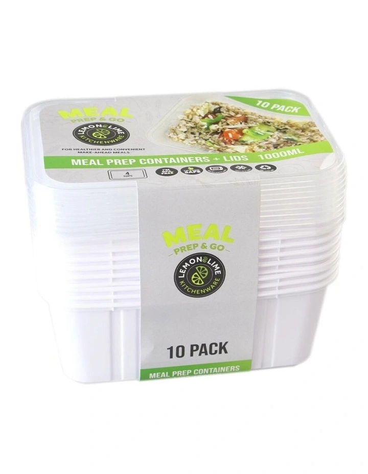10pc 1000ml Meal Prep Reusable Containers/Food Storage Assorted