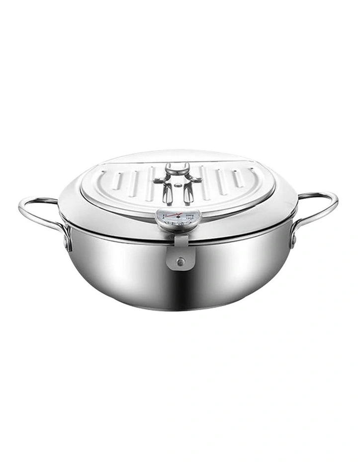 Japanese Deep Frying Pan Pot 24cm in Silver