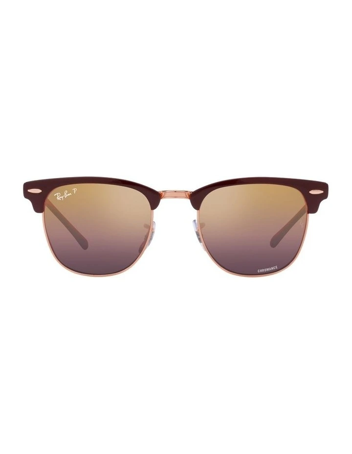 CLUBMASTER METAL Polarised Sunglasses In Bordeaux On Rose Gold