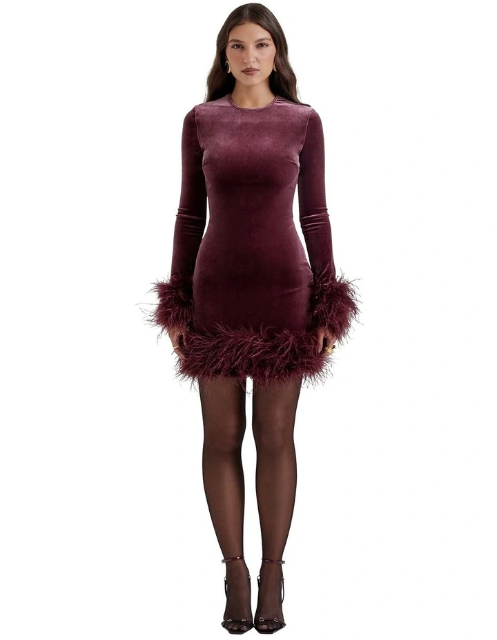 Lavinia Velvet Mini Dress in Mulberry