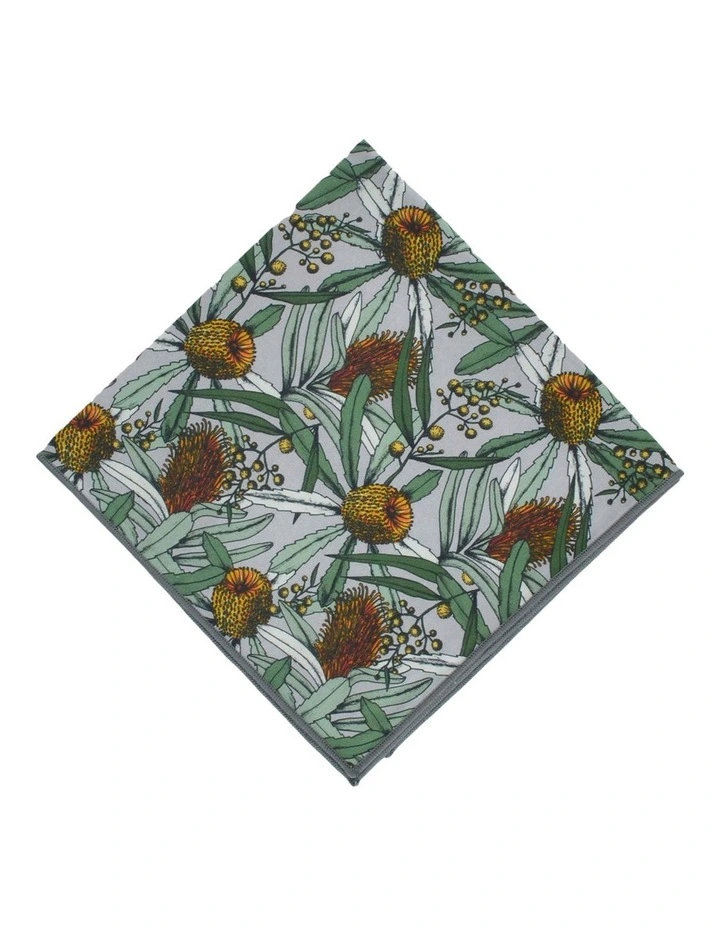 Banksia Pocket Square in Grey