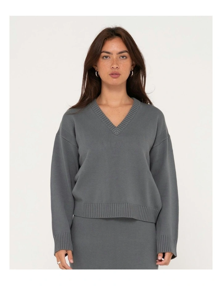 Margot Relaxed Fit Vee Neck Sweater in Grey