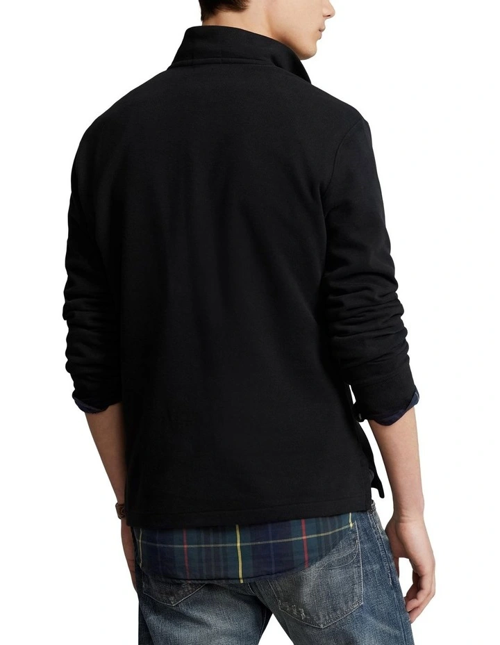Estate-Rib Quarter-Zip Pullover in Black