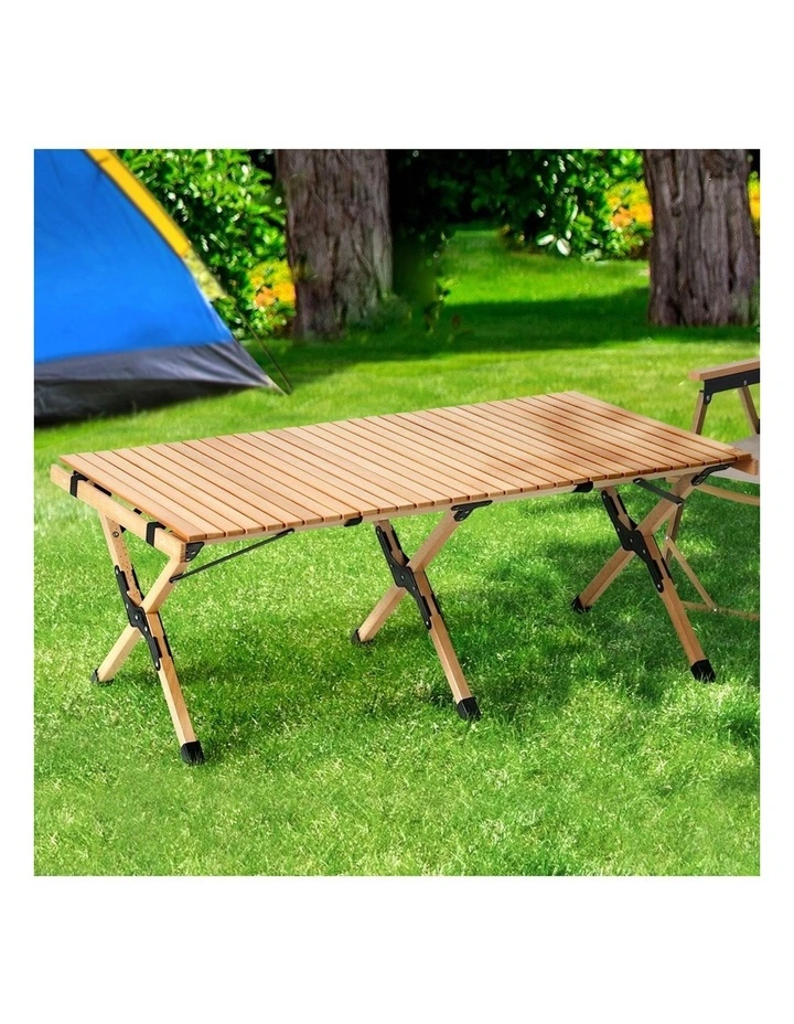 Outdoor Folding Camping Table 120cm in Brown