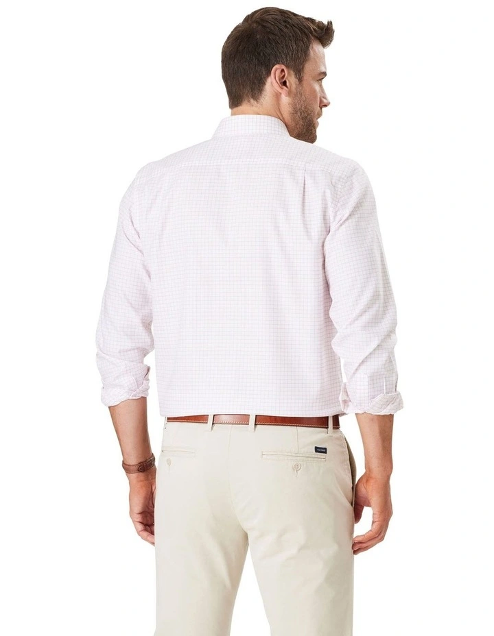 Non Iron Twill Check Long Sleeve Shirt in Pink