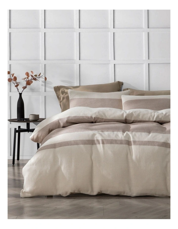 Herringbone Quilt Cover Set in Natural Cream