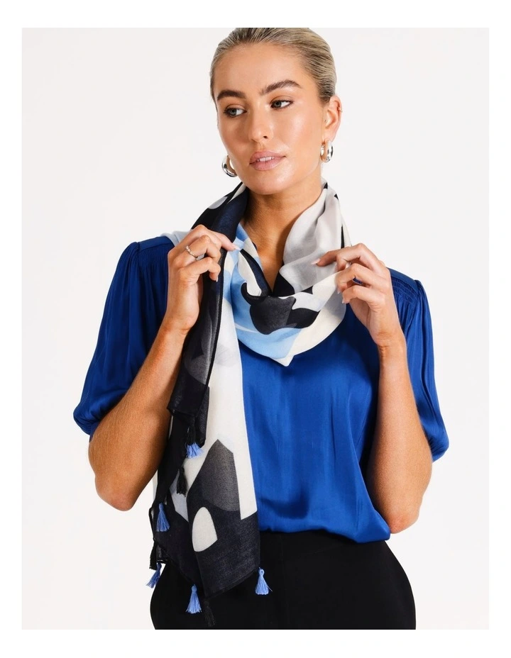 Printed Scarf in Blue
