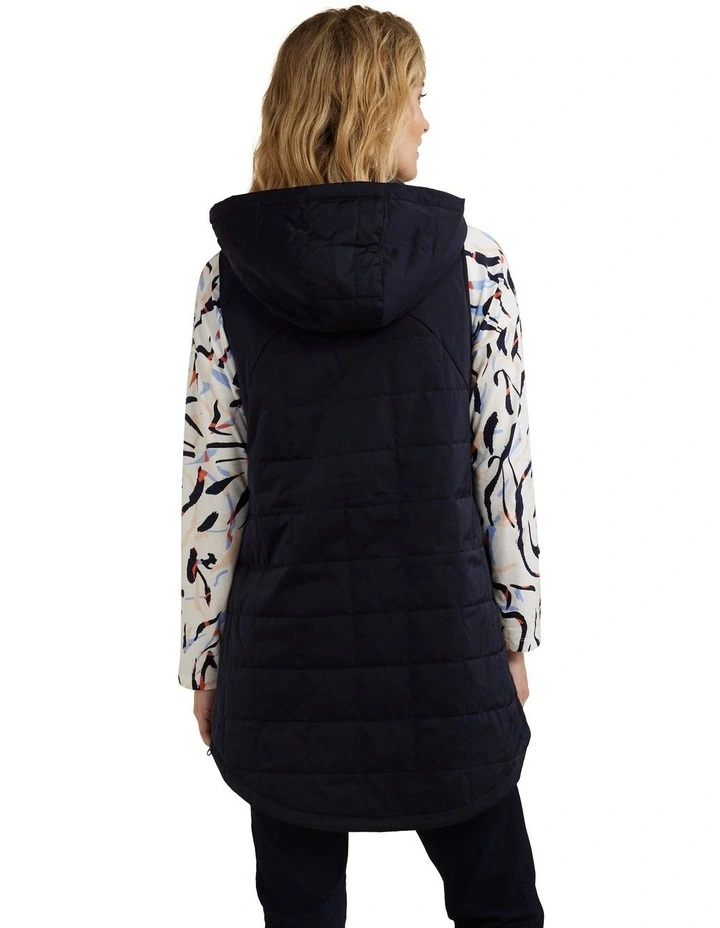 Hooded Quilt Vest in Navy