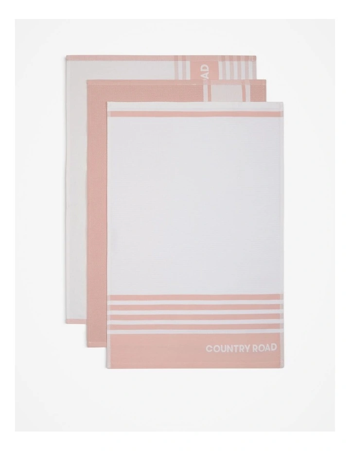 Aeri Australian Cotton Tea Towel Pack of 3 in Rose