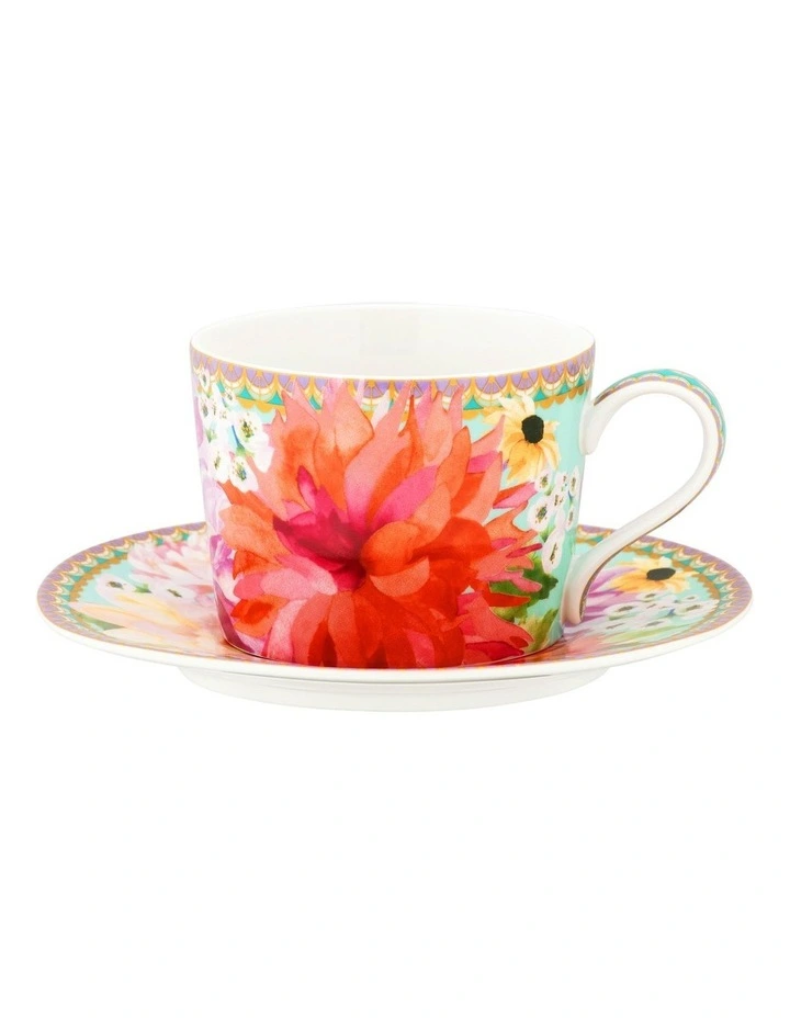 Dahlia Daze Cup and Saucer 240ml in Multi