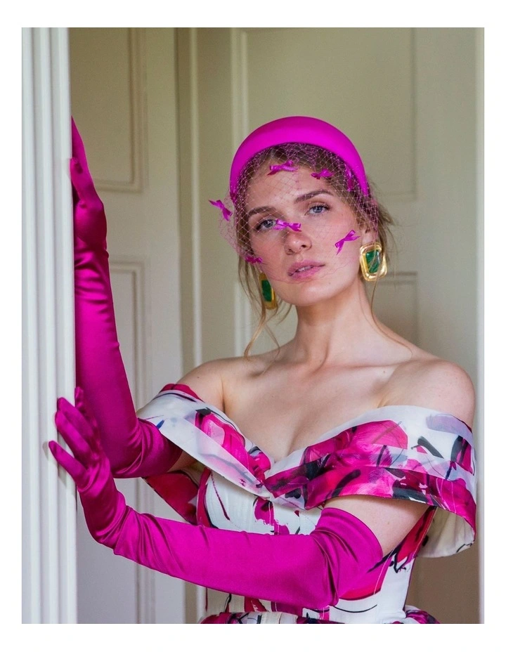 Satin Finish Opera Gloves in Violet