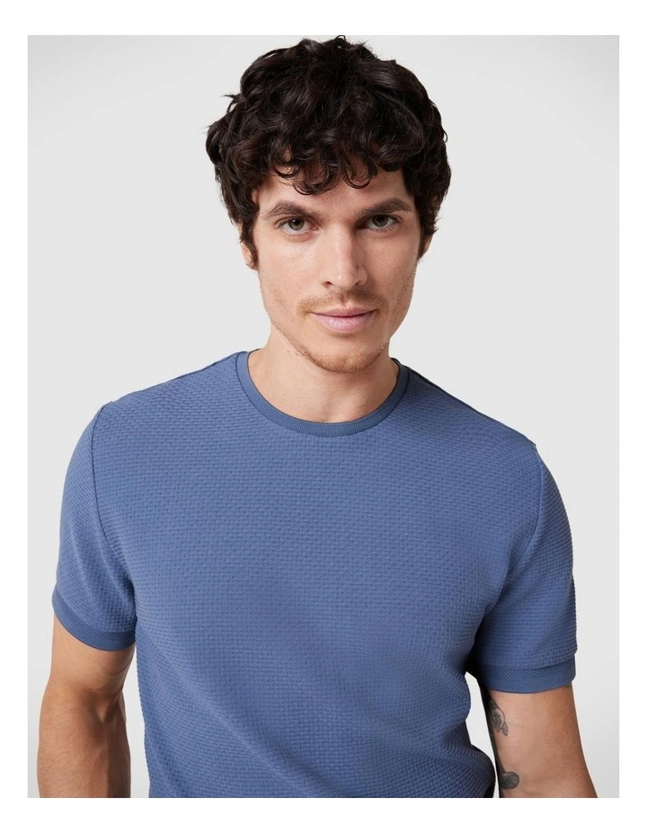 Jacquard Texture Tee in Steel Blue