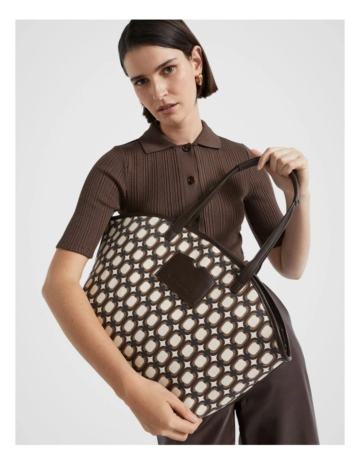 Pocket Detail Fabric Tote in Multi Retro