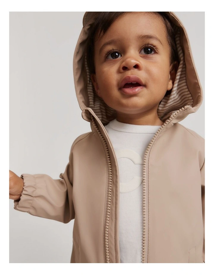 Hooded Rain Jacket in Mushroom