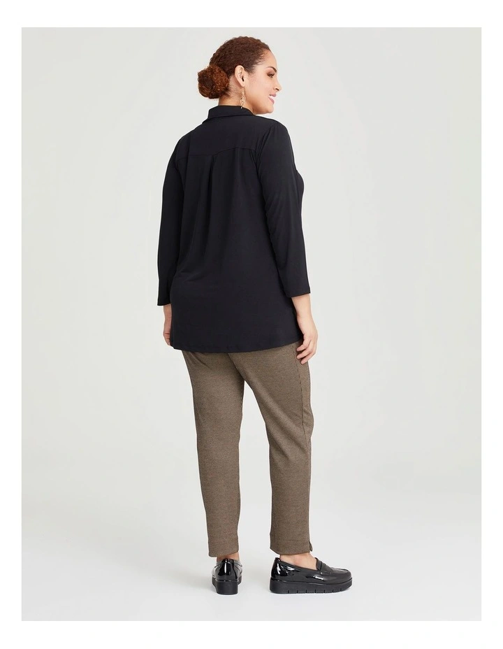 Johnny Collar Long Sleeve Top in Black