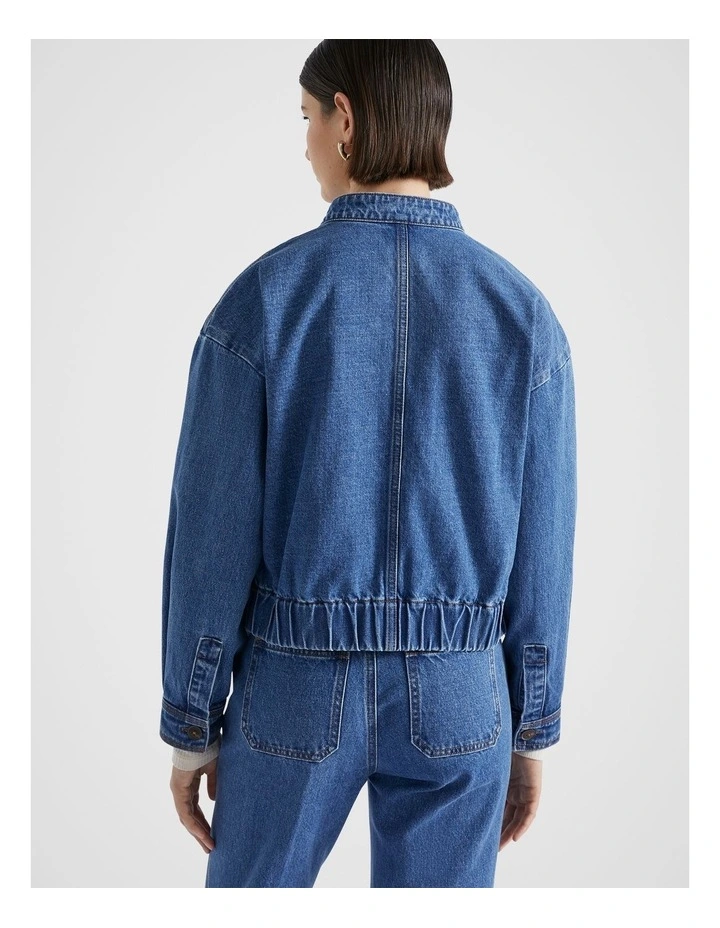 Denim Bomber Jacket in Nautical Blue Wash