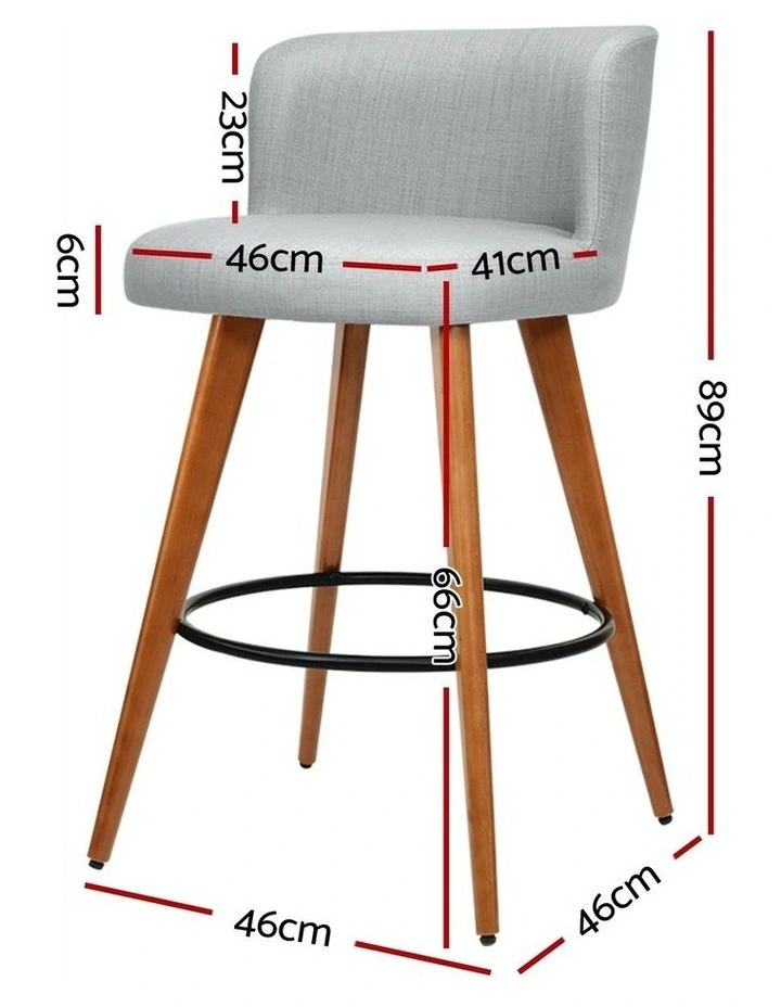 Bar Stools Dining Chairs Wooden Kitchen x4 in Grey
